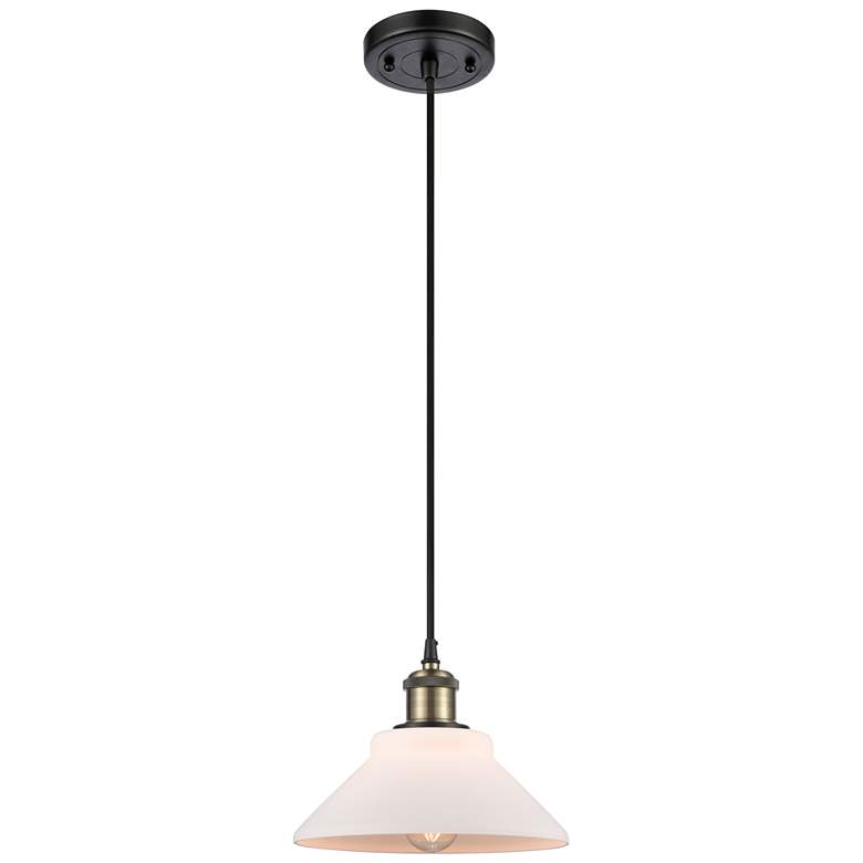 Image 1 Orwell 8 1/2" Wide Black and Antique Brass Mini Pendant