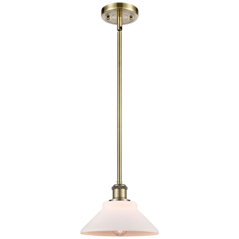 Image 1 Orwell 8" Antique Brass Mini Pendant w/ Matte White Shade