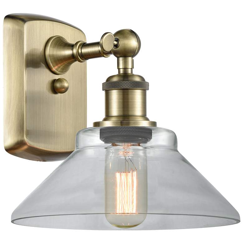 Image 1 Orwell 8" Antique Brass Sconce w/ Clear Shade