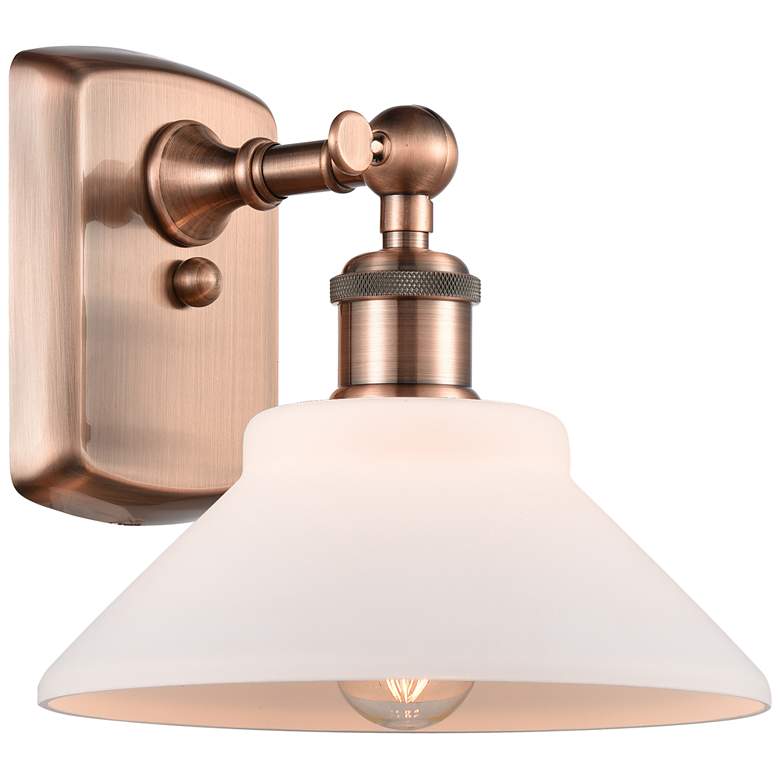 Image 1 Orwell 8 inch Antique Copper Sconce w/ Matte White Shade