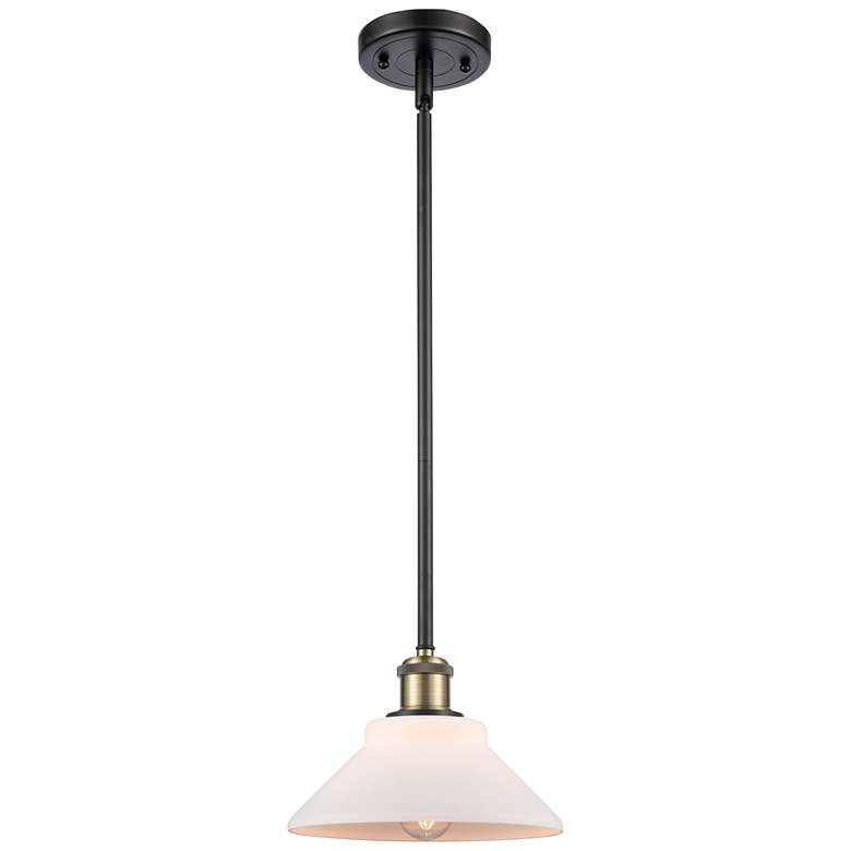 Image 1 Orwell 8" Black Antique Brass Mini Pendant w/ Matte White Shade