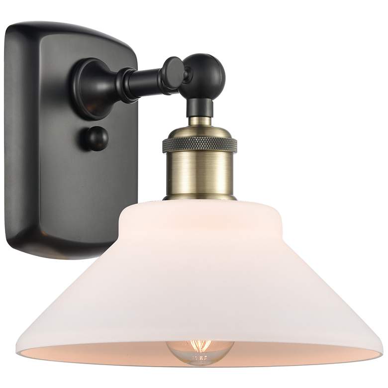Image 1 Orwell 8" Black Antique Brass Sconce w/ Matte White Shade
