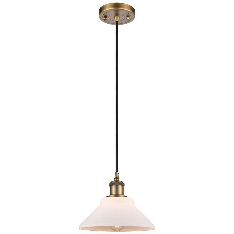 Image 1 Orwell 8" Brushed Brass Cord Hung Mini Pendant w/ Matte White Shade