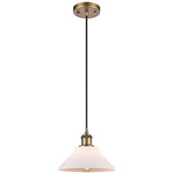 Orwell 8" Brushed Brass Cord Hung Mini Pendant w/ Matte White Shade