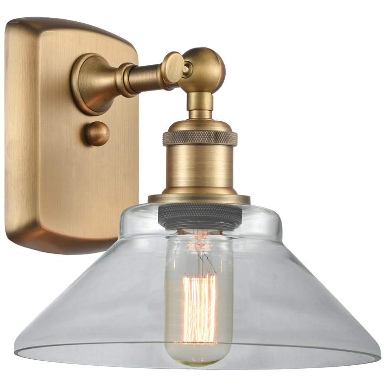 Image 1 Orwell 8" Brushed Brass Sconce w/ Clear Shade