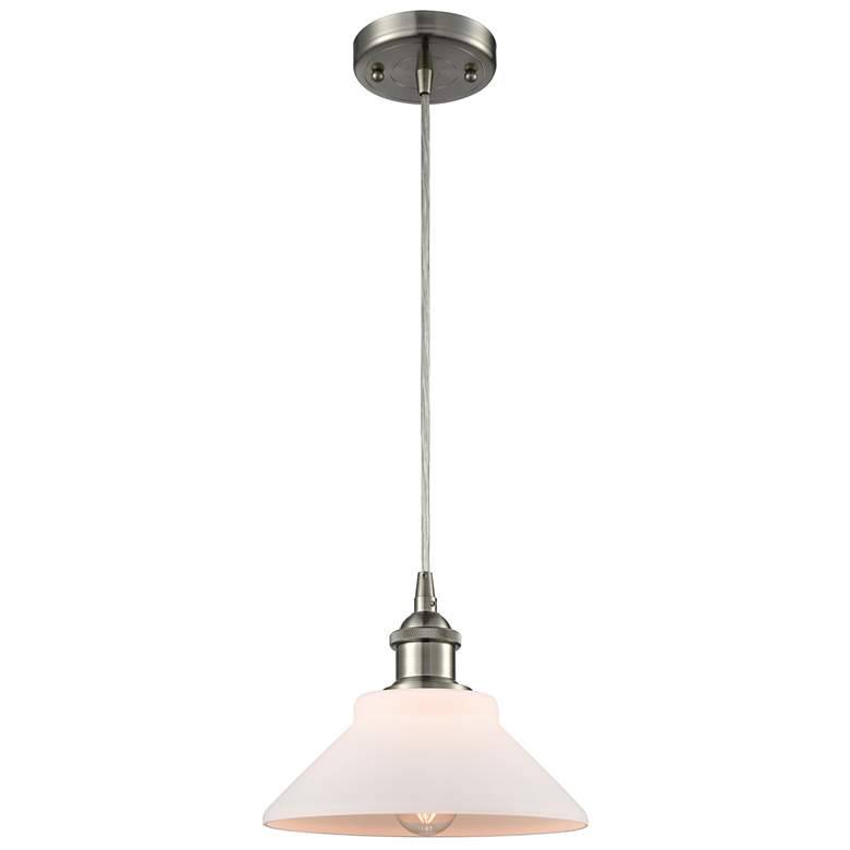 Image 1 Orwell 8" Brushed Satin Nickel Cord Hung Mini Pendant w/ Matte White S