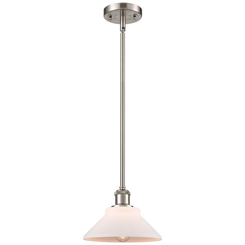 Image 1 Orwell 8" Brushed Satin Nickel Mini Pendant w/ Matte White Shade