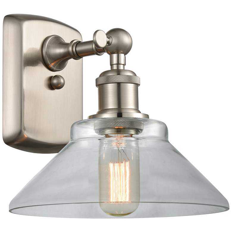 Image 1 Orwell 8" Brushed Satin Nickel Sconce w/ Clear Shade