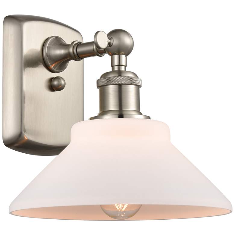 Image 1 Orwell 8 inch Brushed Satin Nickel Sconce w/ Matte White Shade