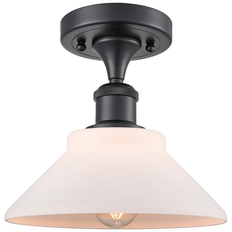 Image 1 Orwell 8" LED Semi-Flush Mount - Matte Black - Matte White Shade