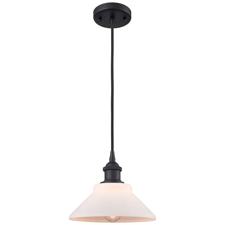 Image 1 Orwell 8" Matte Black Cord Hung Mini Pendant w/ Matte White Shade