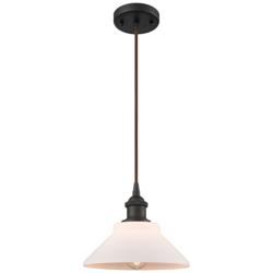 Orwell 8" Oil Rubbed Bronze Cord Hung Mini Pendant w/ Matte White Shad