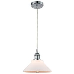Orwell 8" Polished Chrome Cord Hung Mini Pendant w/ Matte White Shade