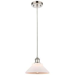 Orwell 8" Polished Nickel Cord Hung Mini Pendant w/ Matte White Shade