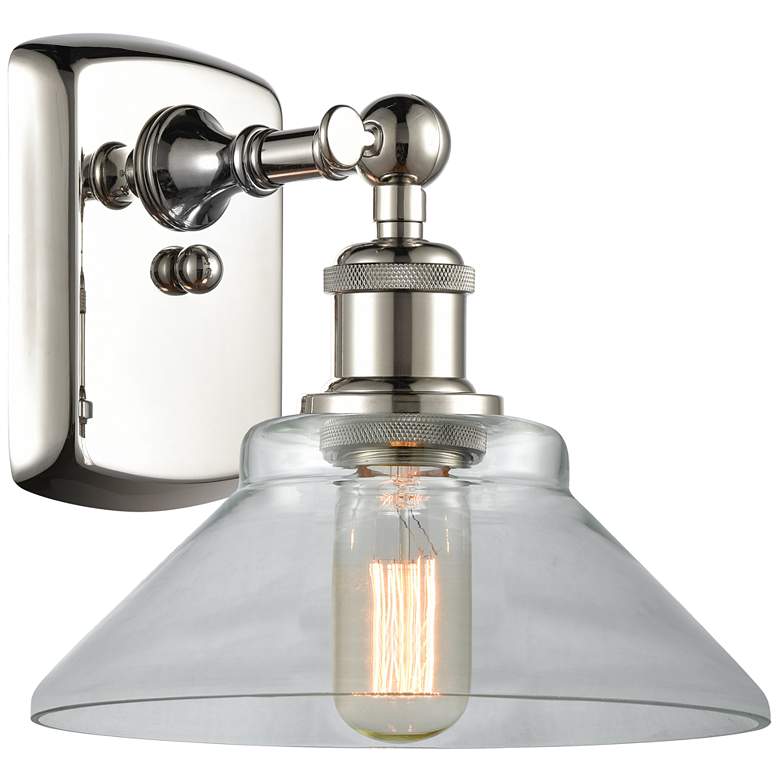Image 1 Orwell 8" Polished Nickel Sconce w/ Clear Shade