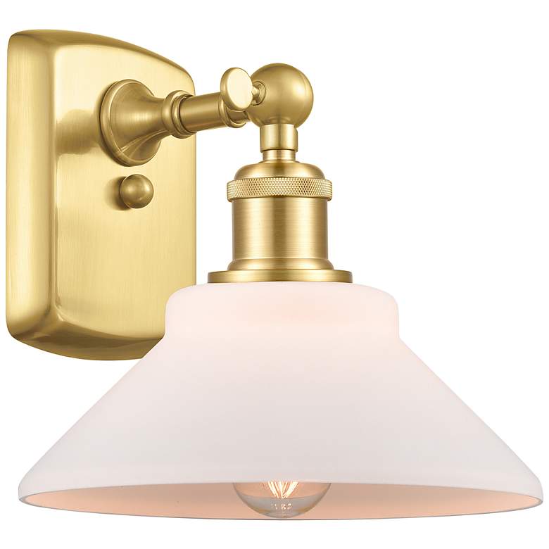 Image 1 Orwell 8 inch Satin Gold Sconce w/ Matte White Shade
