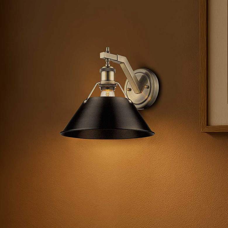 Image 1 Orwell 9 3/4" High Aged Brass Metal Wall Sconce