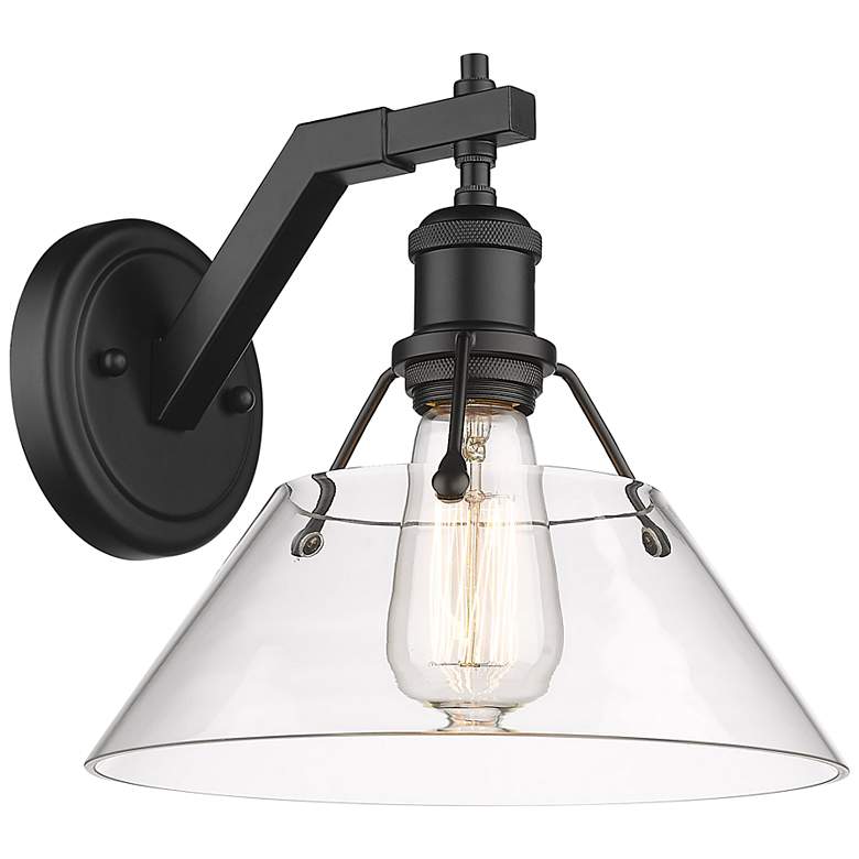 Image 3 Orwell 9 3/4" High Matte Black Clear Glass Wall Sconce