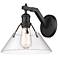 Orwell 9 3/4" High Matte Black Clear Glass Wall Sconce