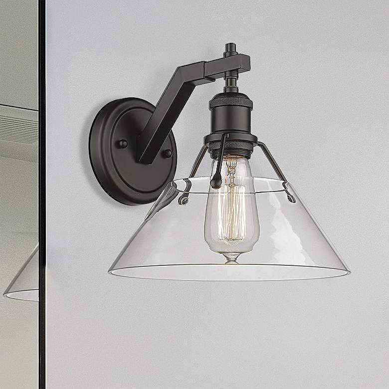 Image 2 Orwell 9 3/4" High Matte Black Clear Glass Wall Sconce