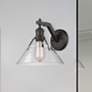 2_Orwell 9 3/4" High Matte Black Clear Glass Wall Sconce
