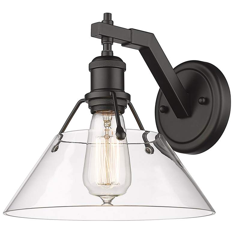 Image 7 Orwell 9 3/4" High Matte Black Clear Glass Wall Sconce more views