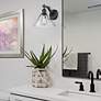 7_Orwell 9 3/4" High Matte Black Clear Glass Wall Sconce more views