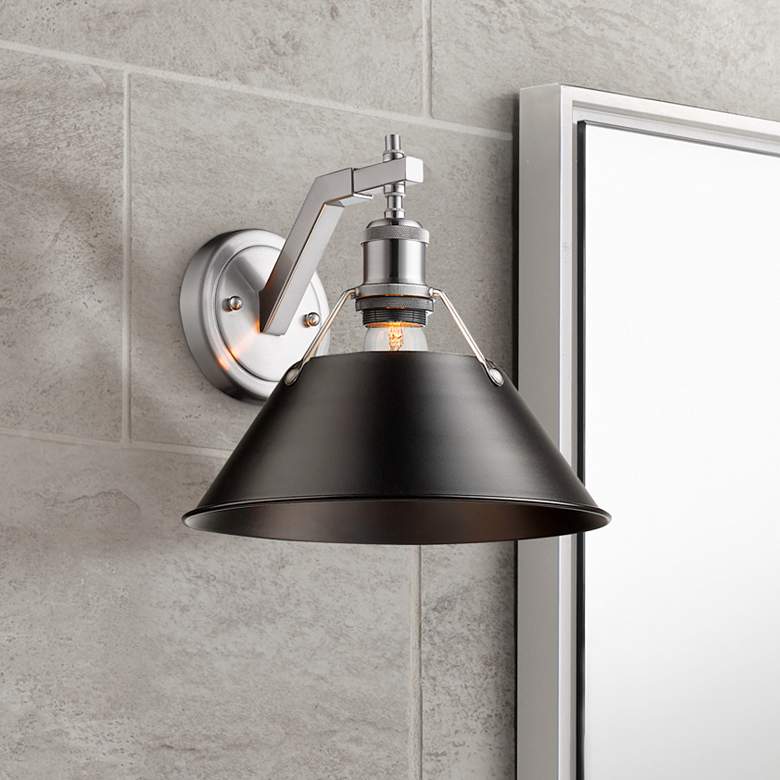 Image 1 Orwell 9 3/4 inch High Pewter Black Wall Sconce