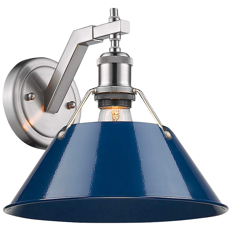 Image 2 Orwell 9 3/4 inch High Pewter Navy Blue Wall Sconce