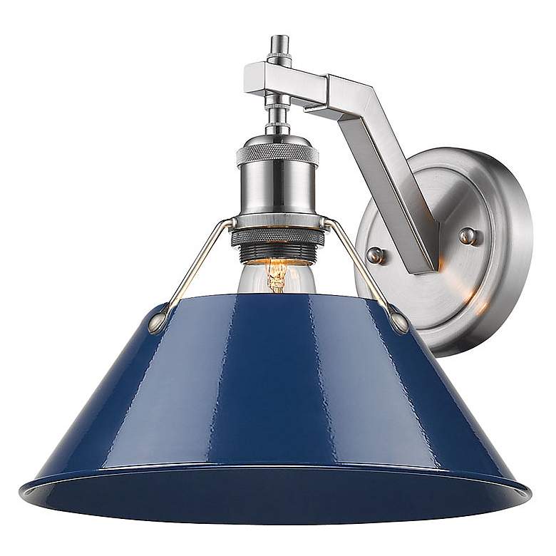 Image 3 Orwell 9 3/4 inch High Pewter Navy Blue Wall Sconce more views