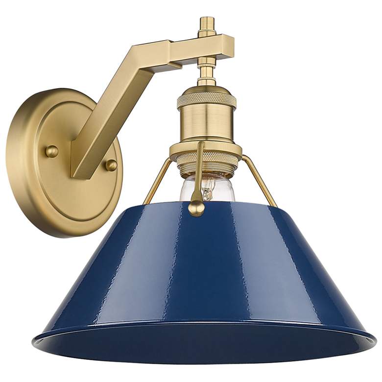Image 1 Orwell 9 3/4"H Champagne Bronze Wall Sconce w/ Matte Navy