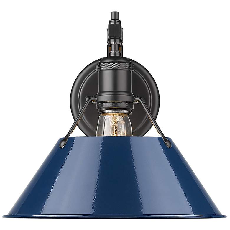Image 1 Orwell 9 3/4"H Matte Black Wall Sconce w/ Matte Navy Shade