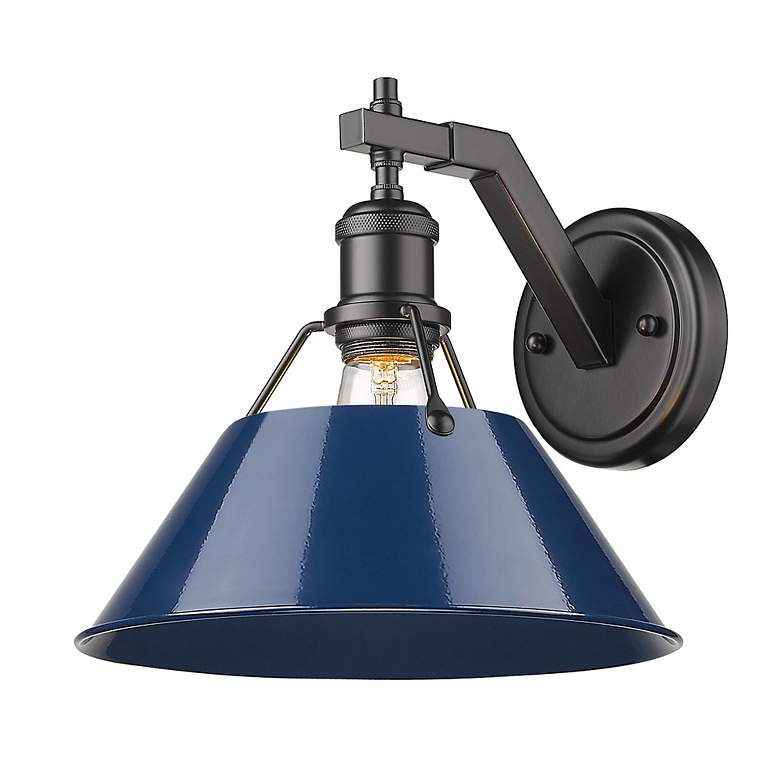 Image 2 Orwell 9 3/4"H Matte Black Wall Sconce w/ Matte Navy Shade more views