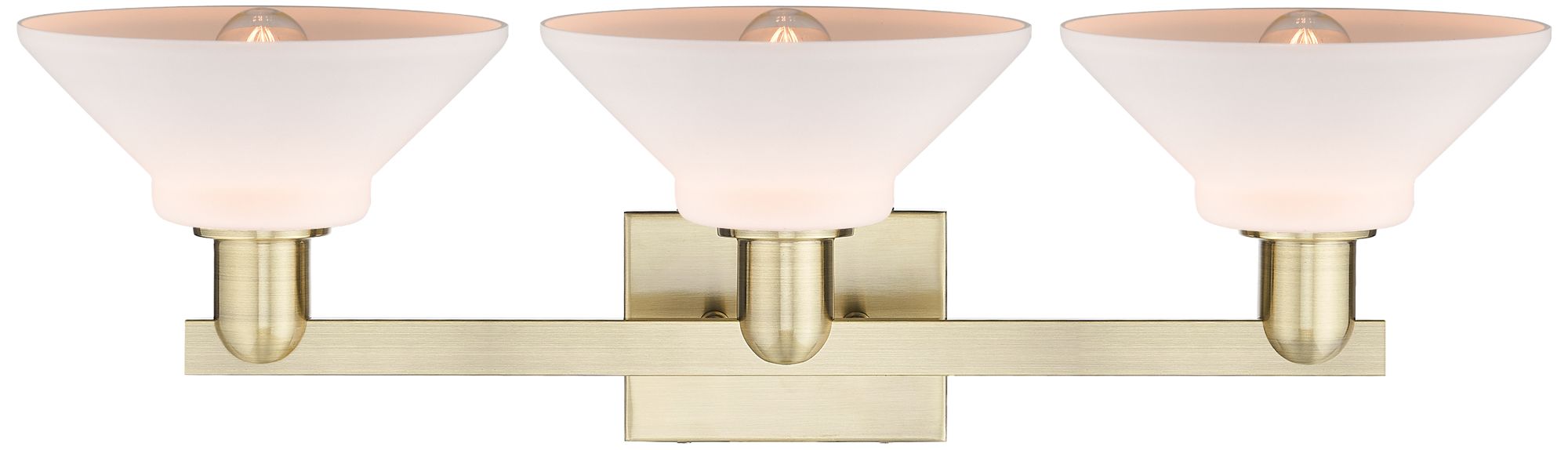 Image 2 Orwell 9" High 3-Light Antique Brass Bath Vanity Light w/ Matte White Shade more views