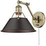 1_Orwell Aged Brass Swing Arm Wall Lamp w/ Rubbed Bronze Shade