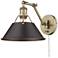 Orwell Aged Brass Swing Arm Wall Lamp w/ Rubbed Bronze Shade