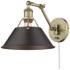Orwell Aged Brass Swing Arm Wall Lamp w/ Rubbed Bronze Shade