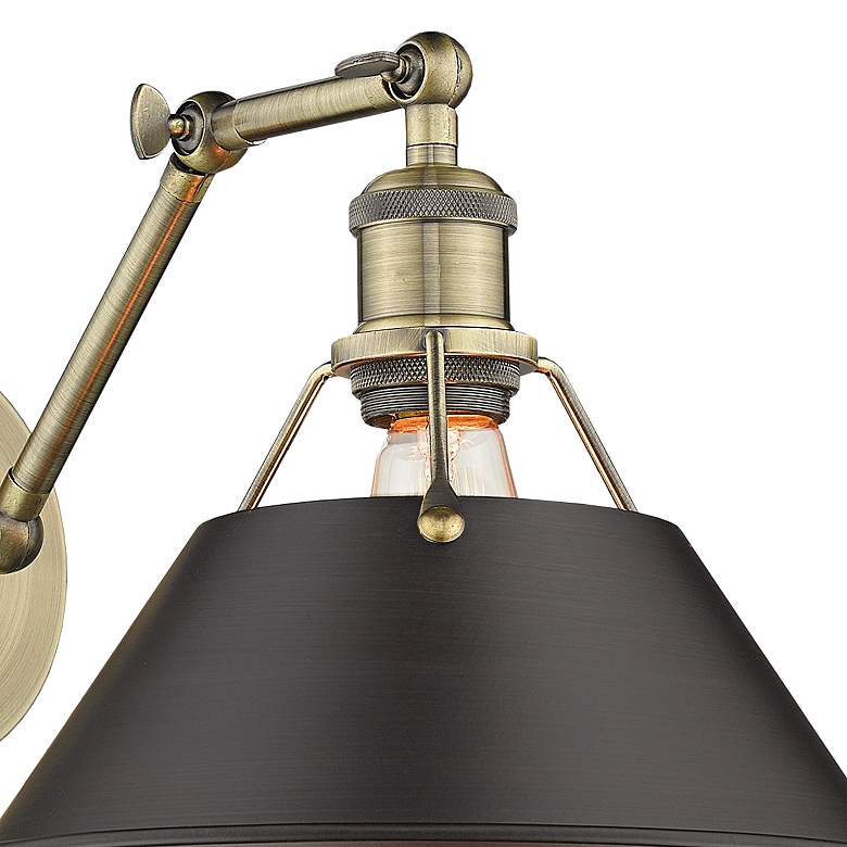 Image 2 Orwell Aged Brass Swing Arm Wall Lamp w/ Rubbed Bronze Shade more views