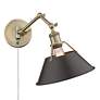 3_Orwell Aged Brass Swing Arm Wall Lamp w/ Rubbed Bronze Shade more views