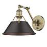 5_Orwell Aged Brass Swing Arm Wall Lamp w/ Rubbed Bronze Shade more views