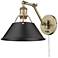 Orwell Aged Brass Swing Arm Wall Lamp with Black Shade