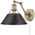 Orwell Aged Brass Swing Arm Wall Lamp with Black Shade