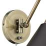 2_Orwell Aged Brass Swing Arm Wall Lamp with Black Shade more views