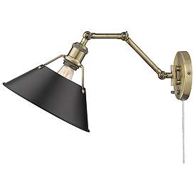 Image5 of Orwell Aged Brass Swing Arm Wall Lamp with Black Shade more views