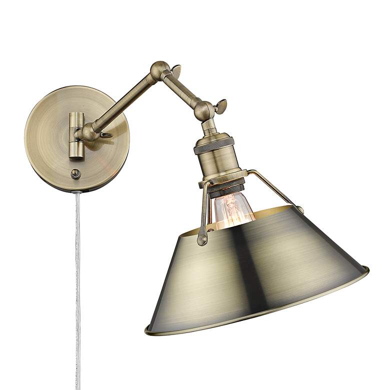 Image 2 Orwell Aged Brass Swing Arm Wall Lamp more views