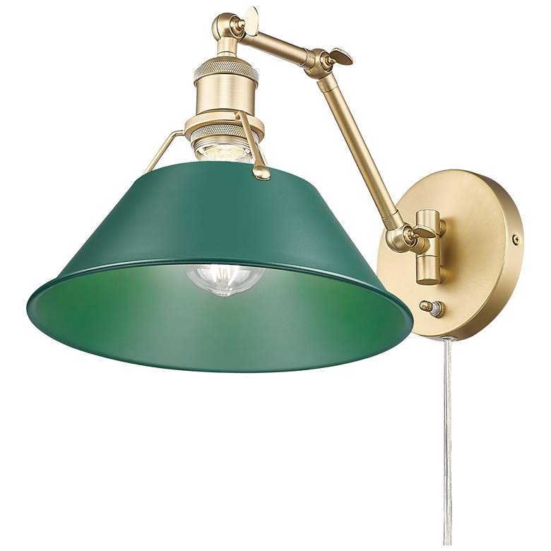Image 1 Orwell Articulating Wall Sconce in Brushed Champagne Bronze with Pine Green