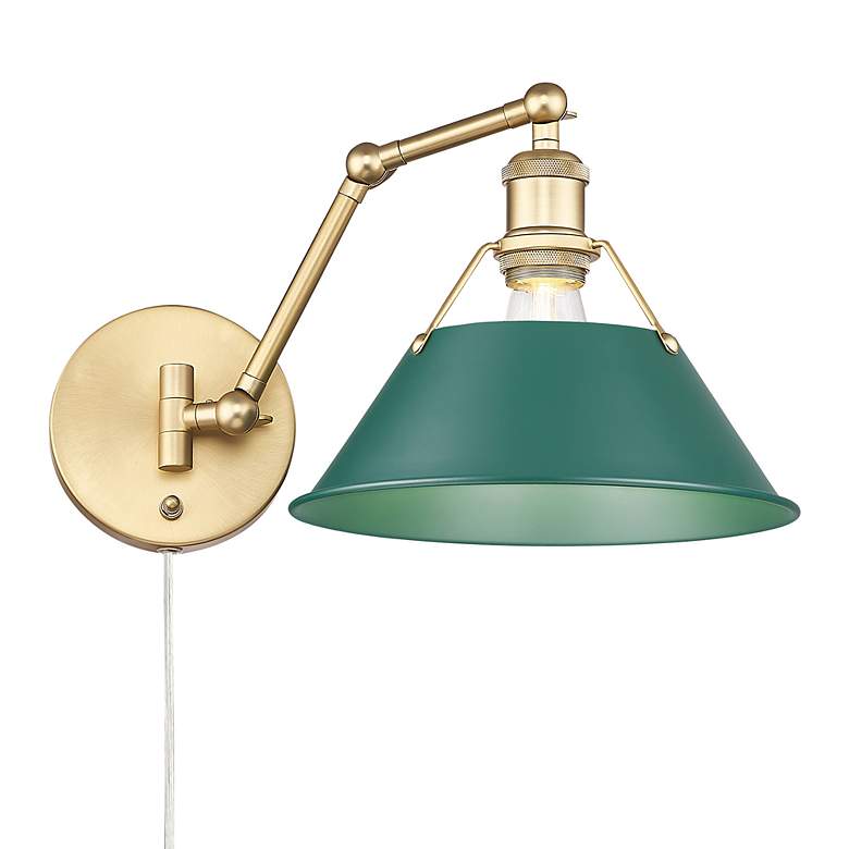 Image 2 Orwell Articulating Wall Sconce in Brushed Champagne Bronze with Pine Green more views