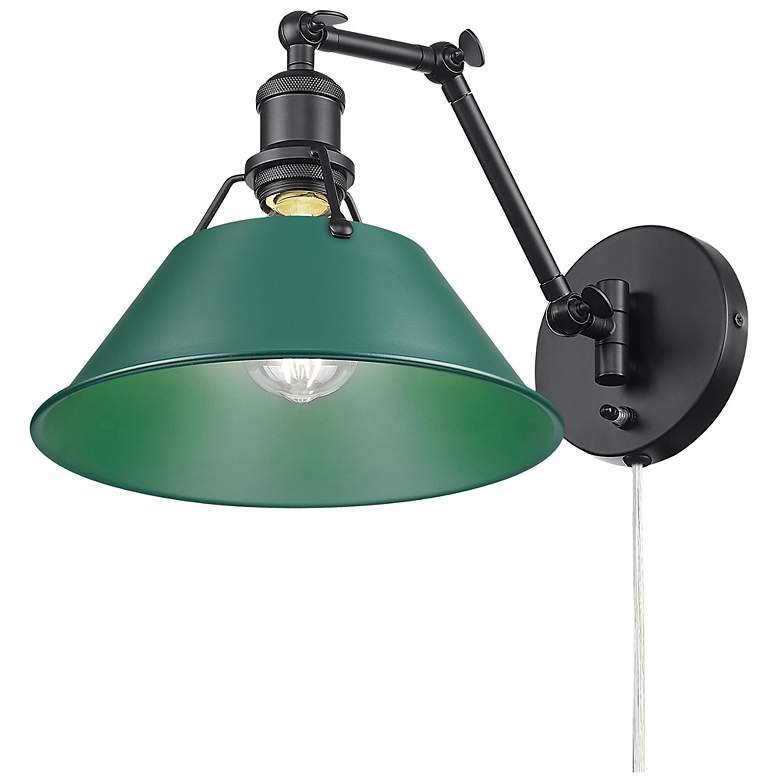Image 1 Orwell Articulating Wall Sconce in Matte Black with Pine Green