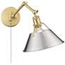 1_Orwell Champagne Bronze Swing Arm Wall Lamp with Pewter Shade