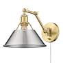 3_Orwell Champagne Bronze Swing Arm Wall Lamp with Pewter Shade more views
